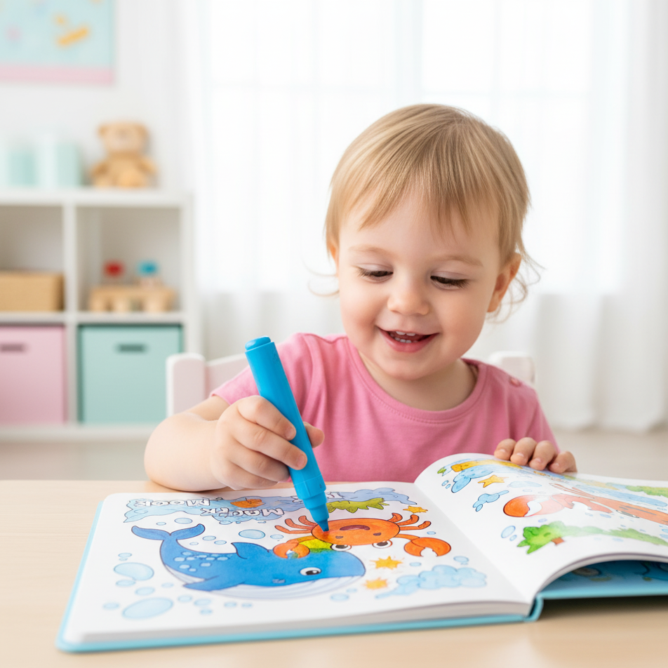 Magic Water Colouring Books – Reusable Water-Reveal Activity Set for Kids